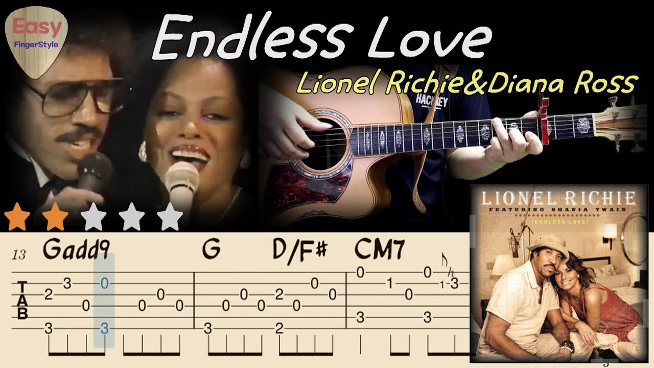 💗Endless Love(Lyrics) Lionel Richie& Diana Ross💗Easy Fingerstyle Guitar Tutorial Tabs& Chords