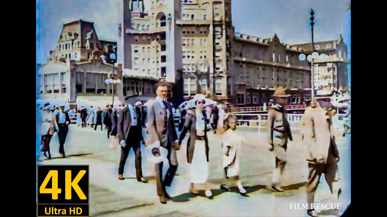 1919  - Atlantic City Boardwalk New Jersey - old film in color