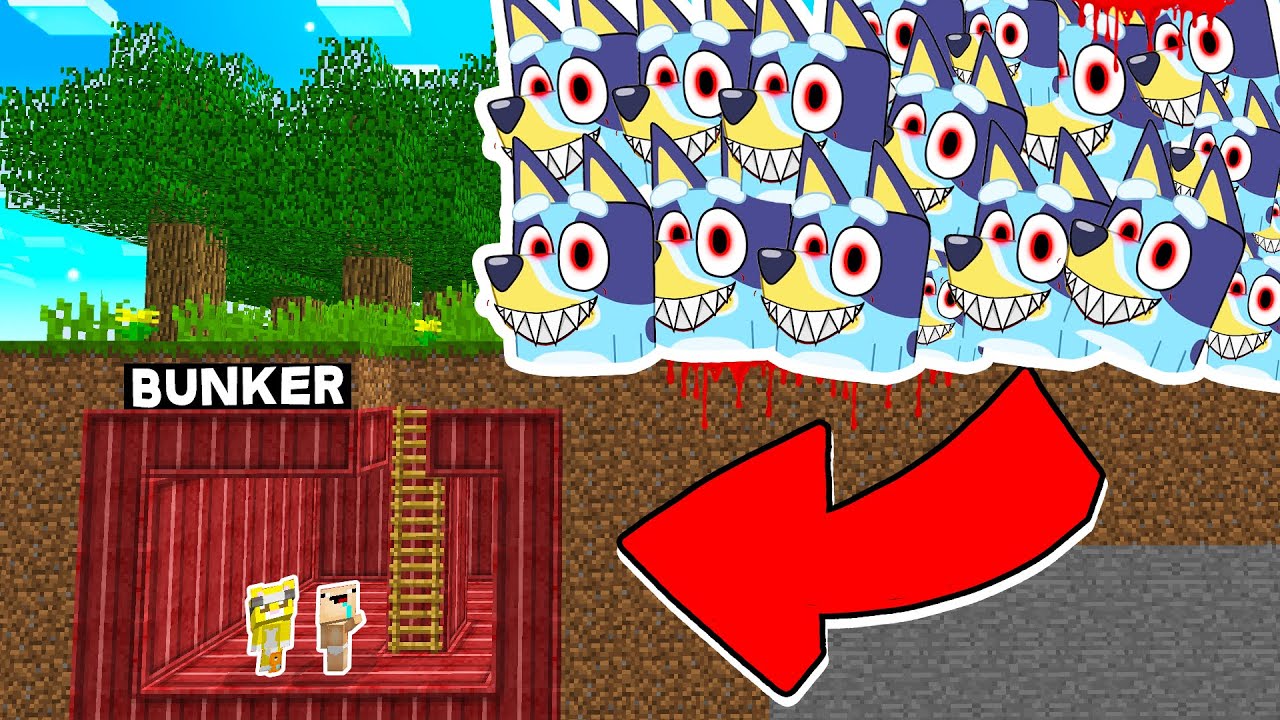 BUNKER SECRETO VS APOCALIPSIS DE BLUEY.EXE EN MINECRAFT 😱| MICHI Y BEBE NOOB VS BLUEY.EXE SERIE
