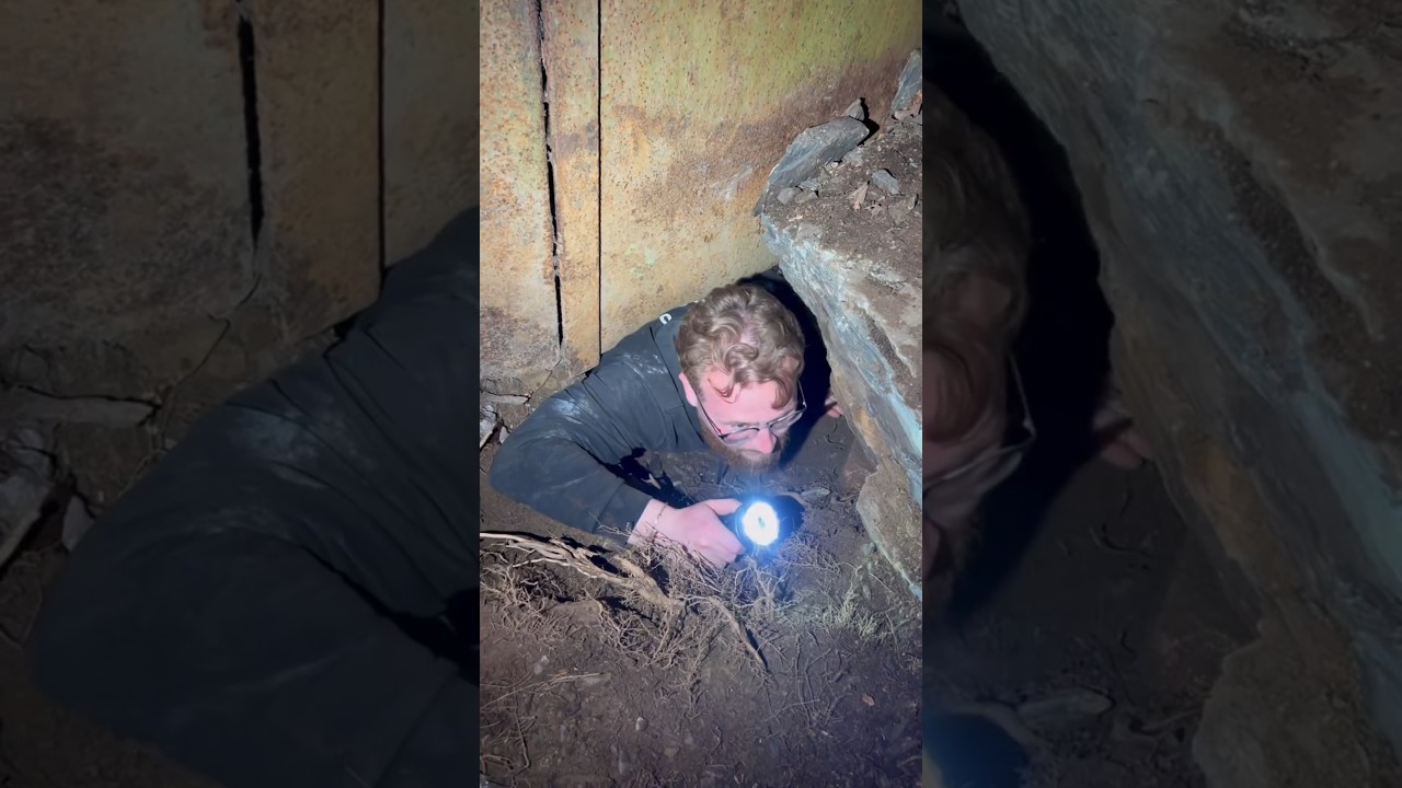 Building a secret underground shelter from an old abandoned bunker.  Bushcraft in the wild.