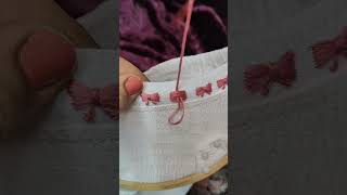 beautiful bow 🎀 design #embroidery #handembroidery tutorial #art #handmade #handwork #shorts #diy