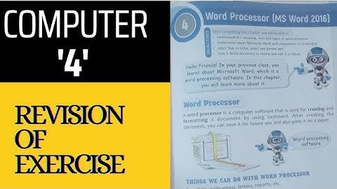 computer chapter 4 exercise class 3 APS/Microsoft Word/Microsoft processor computer chapter in hindi
