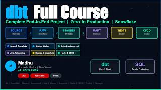 dbt End-to-End Project | Complete dbt Full Course with Snowflake in One Video #dbt #Snowflake Net Worth