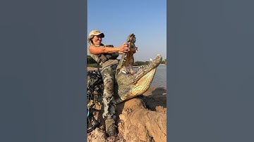 GIANT CROC WITH A BOW by Sarah Bowmar 😳😳 #short #wild #africa #archery