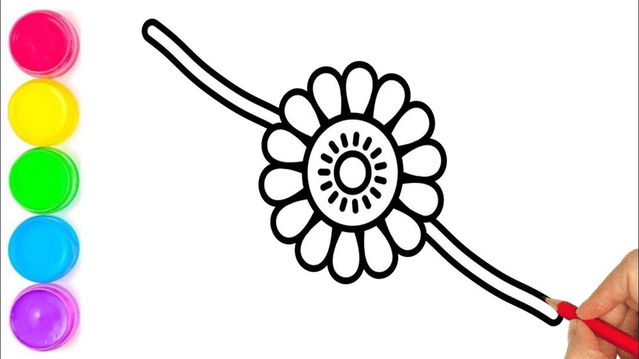 How to Draw and Color Rakhi, Easy Raksha Bandhan Drawing for Kids, easy ...