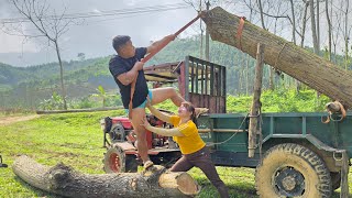 Farm vehicle. What are these two people doing? Are they helping each other?