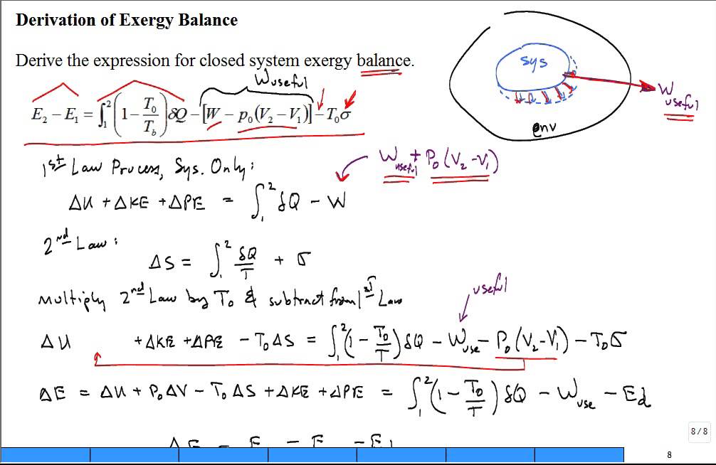 Derive Exergy Balance Equation For A Closed System Youtube