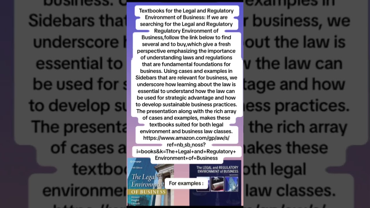 Textbooks for the Legal and Regulatory Environment of Business