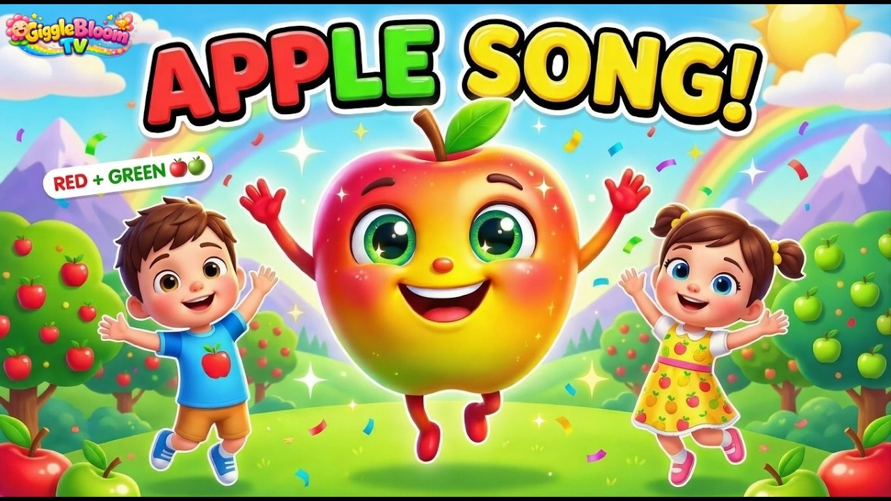 Apple Song for Kids 🍎🍏 | Nursery Rhymes & Toddler Learning | GiggleBloomTV