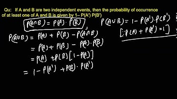 P(A ∪ B)= 1− P(A′) P(B′) class 12 probability