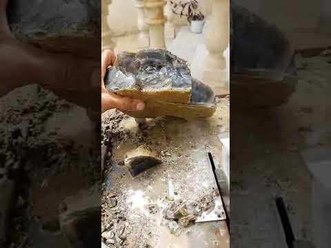       تقطيع حجر عقيق يمني رمادي معمل اليمن