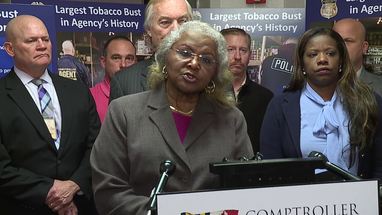 Senator Benson speaking at Tobacco Bust Comptroller's Office YouTube