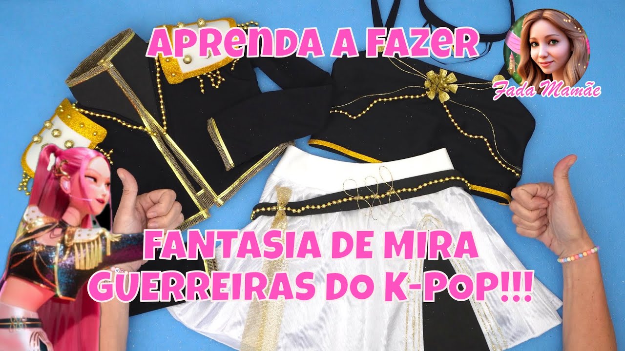 KPOP DEMON HUNTERS: GUERREIRAS DO K-POP - APRENDA A FAZER A FANTASIA DA MIRA!!! 🩷🖤🤍 #diy 