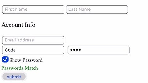 Password/Confirm Password match validation with show password option
