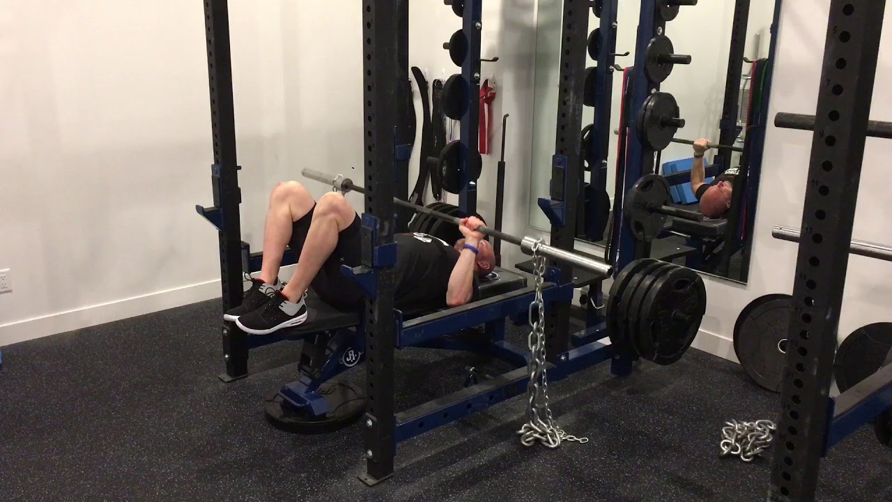 Slight Decline Barbell Bench Press w/ Chain