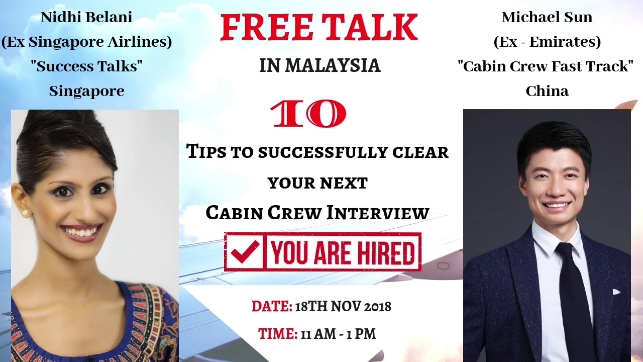 Cabin Crew Interview - Free Seminar in Malaysia 18th Nov ...