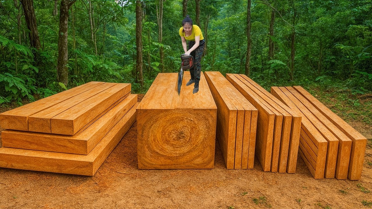 Sawing Wood, Building Frames, Roofing – A Young Girl's Advanced Wood Skills