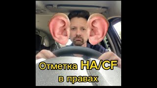 картинка: Отметка HA/CF в водительском удостоверении