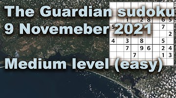 Sudoku solution – The Guardian sudoku 9 November 2021 Medium level easy