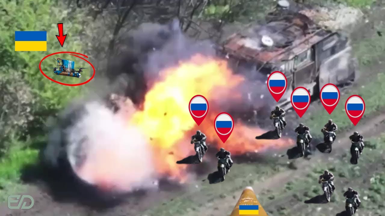 Ukrainian Azov FPV Drones DESTROY Russian Motorcycle Troops with Deadly ...