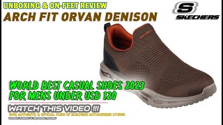 Unboxing & review on feet SKECHERS ARCH FIT ORVAN DENISON SLIP ON CASUAL SHOES ( 100% ASLI & RESMI )