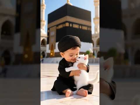 cute baby and kitten siting in madina ❤️#sorts