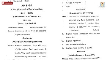 MSC 1ST SEM BT FUNDAMENTAL OF GENETICS NP DEC 2020 | CCSU