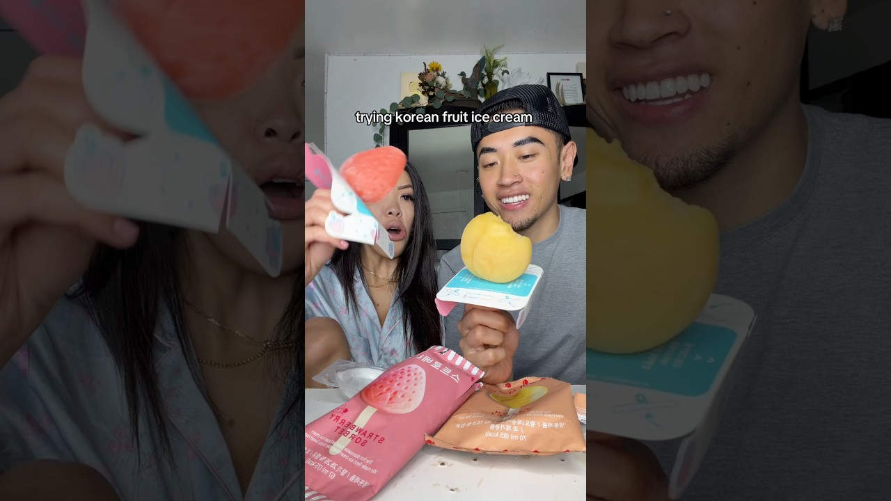КОРЕЙСКОЕ ФРУКТОВОЕ МОРОЖЕНОЕ: КЛУБНИКА И ПЕРСИК