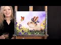 Learn How to Paint "BUNNY AND BUTTERFLY" with Acrylic - Paint &amp; Sip at Home - Step by Step Tutorial