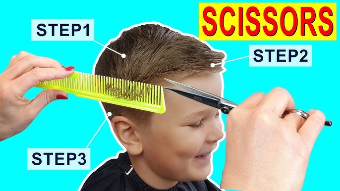 HOW TO CUT BOYS HAIR AT HOME, SCISSOR HAIRCUT TUTORIAL