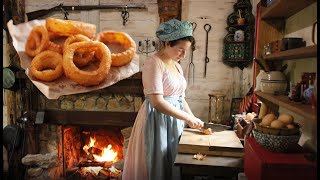 Cheesy, Delicious Onion Rings FROM 1802? |ASMR Fire Cooking|