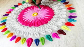 Very easy and beautiful rangoli design | multicolor rangoli design | simple rangoli  | रंगोली डिजाइन screenshot 4