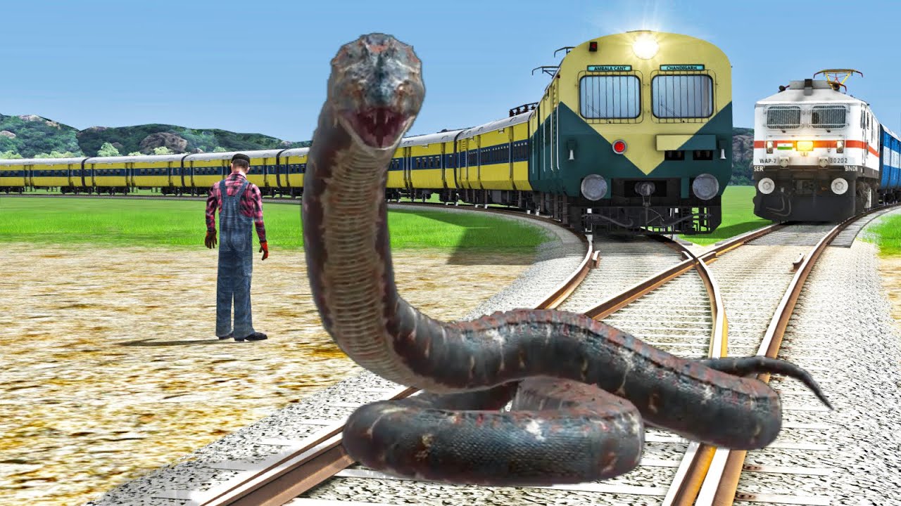 Giant SNAKE vs Three Trains :–: Stops The Train --:-- BeamNG.Drive ...
