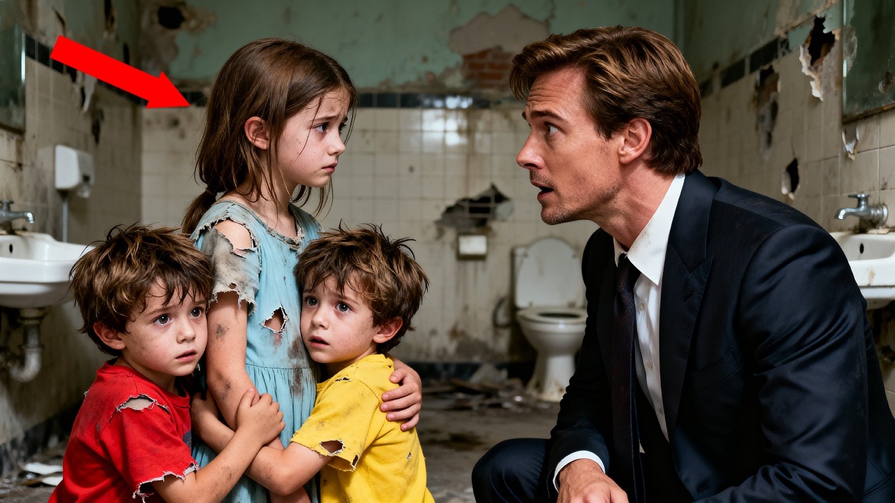 Billionaire Stops at an Old Gas Station—Finds Girl Caring for Twins in the Bathroom...