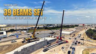 Tandem Crane Lift | Two Cranes Set 39 Bridge Beams in Denton, TX