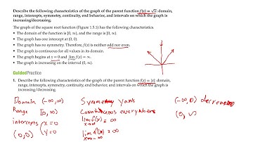1.5 Parent Functions and transformations
