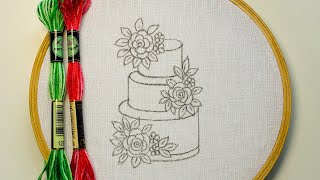 VERY EASY DECORATED CAKE DESIGN HAND EMBROIDERY FOR BEGINNERS 