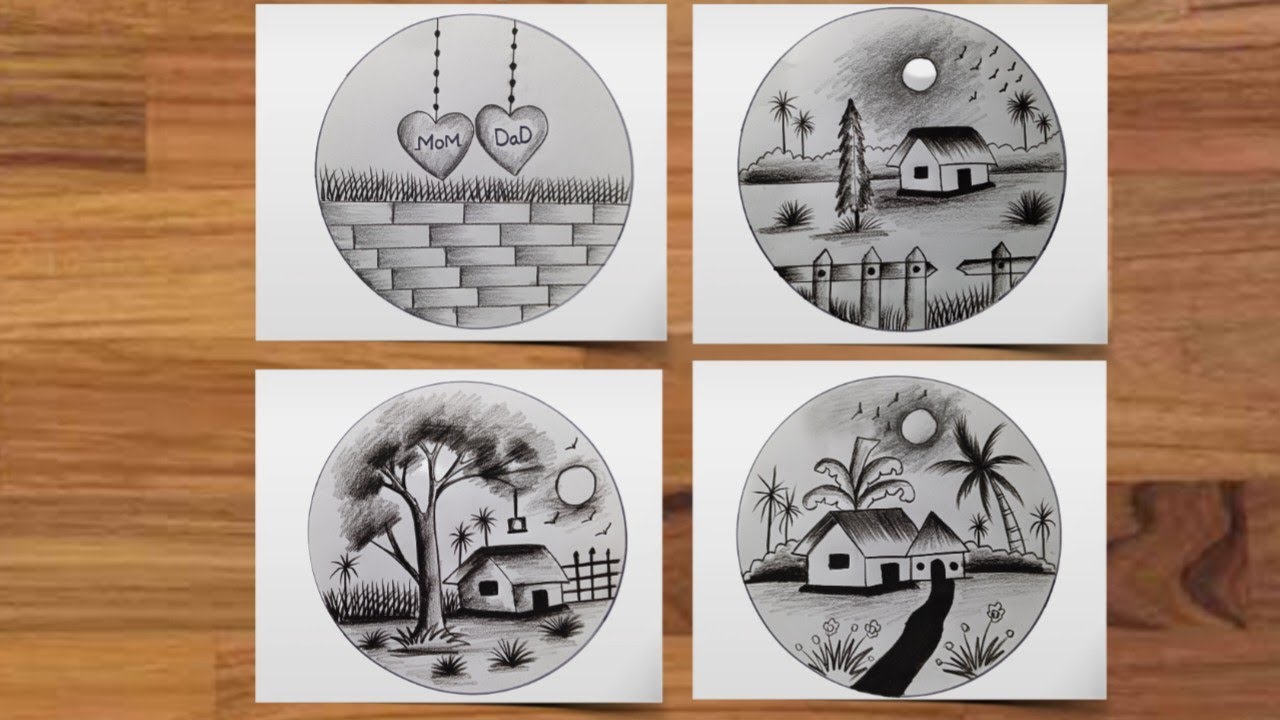 4 Easy Circle drawing ideas /Circle drawing for beginners /Pencil ...