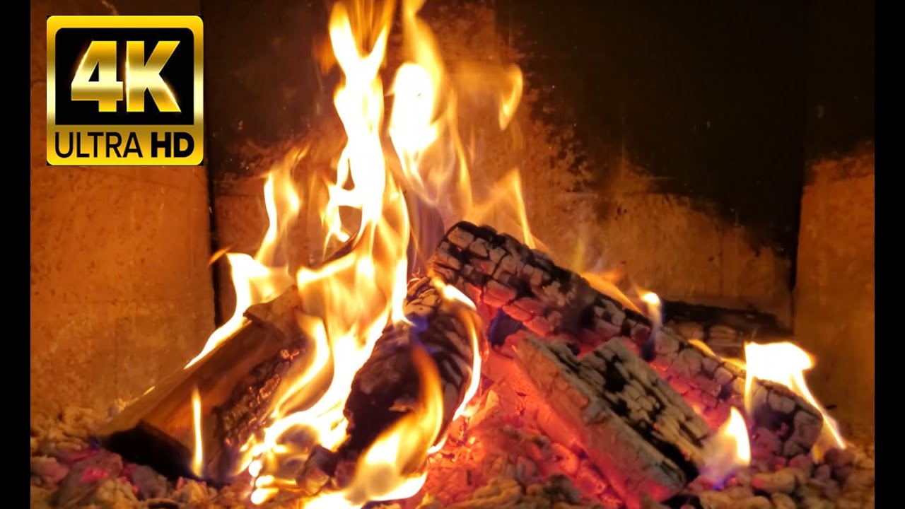 🔥 Fireplace 4K. Relaxing Fireplace with Burning Logs and Crackling Fire ...