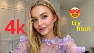 4K Micro Bikini Try-On Haul Transparent | Transparent Lingerie & See-through style#004