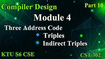 Triples|Indirect Triples|Three Address Code|Compiler Design|KTU S6 CSE|Module 4|CST 302|#ktu #2019