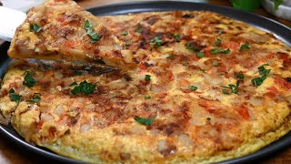 Easy and delicious egg omelette recipe with potatoes! TASTY
