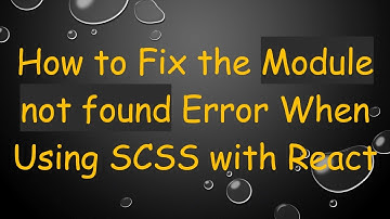 How to Fix the Module not found Error When Using SCSS with React