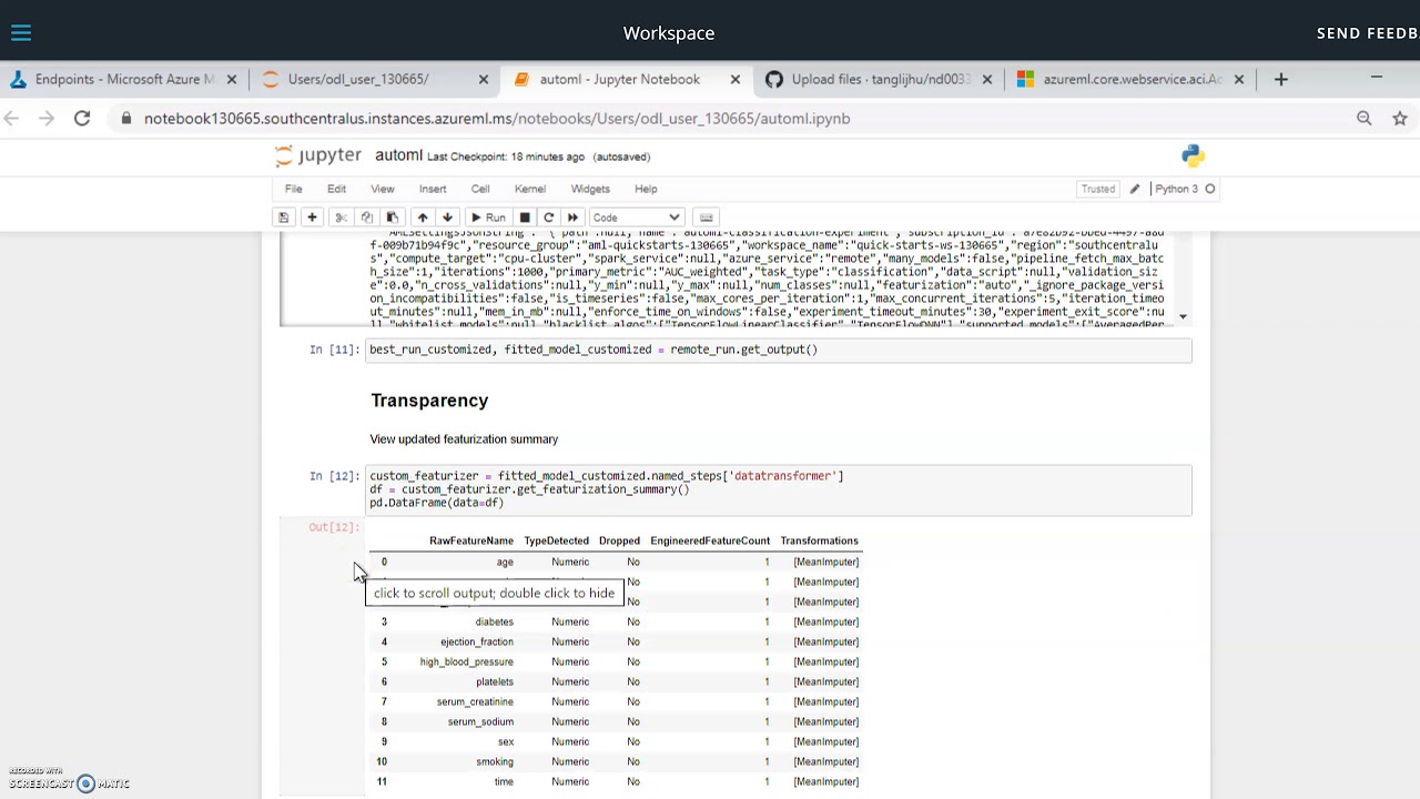 Screen recording for Machine Learning Engineer Nanodegree Capstone Project