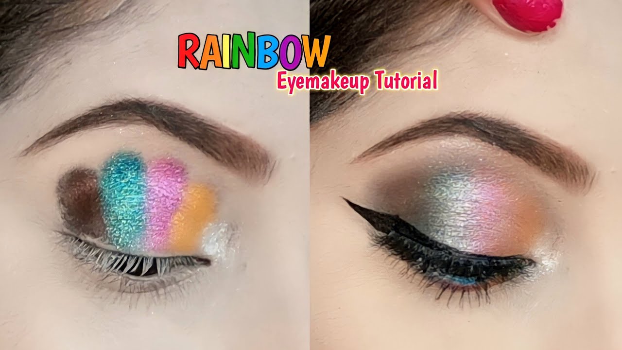 Rainbow Eyemakeup Tutorial || Use this QUICK BLENDING TRICK for colorful eyeshadows...