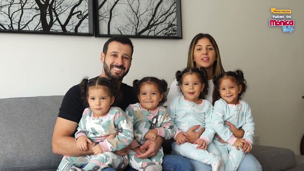 Quadrigêmeas de Belo Horizonte, conheça a rotina dessa Turminha. | Fraldas Turma da Mônica