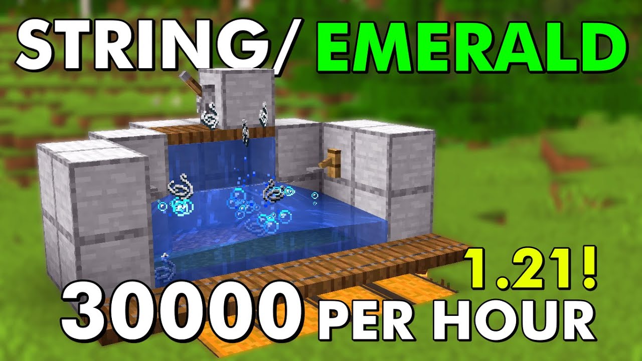 NEW UPDATE Minecraft Easy Automatic STRING + EMERALD farm 1.21! +30000 ...