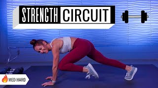 40 MIN TOTAL WORKOUT FULL BODY STRENGTH CIRCUIT w/ DUMBBELLS | low impact