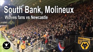 Wolves fans, South Bank atmosphere vs Newcastle Utd