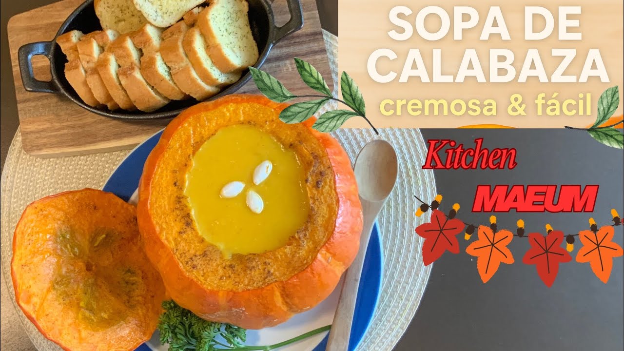 Sopa de calabaza cremosa 🍂✨ | Receta fácil servida en calabaza-cuenco